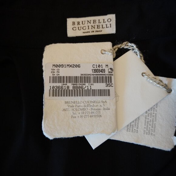 Brunello Cucinelli Black Sequin Blouse Button Down Sheer Sleeves Medium New Tags - Picture 8 of 8